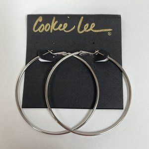 Cookie Lee Silver-tone Fashion Hoop Earrings 2 1/2" across
